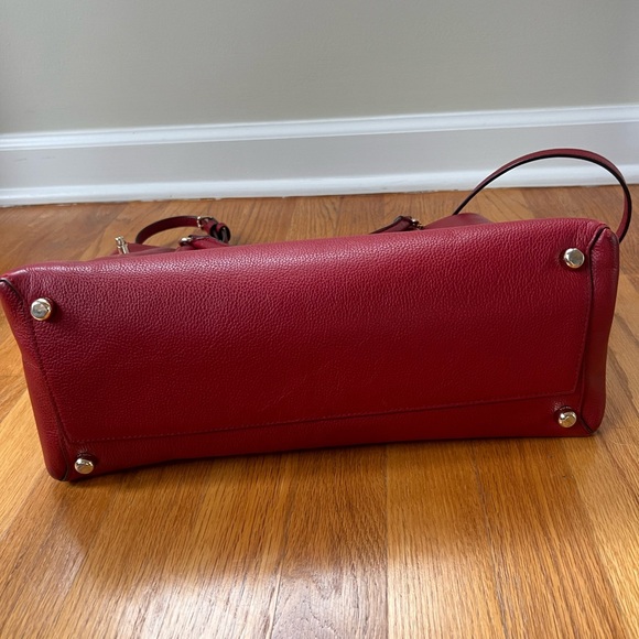 Coach Red Pebbled Leather Shoulder Borough Bag with removable cross body strap - Picture 4 of 9